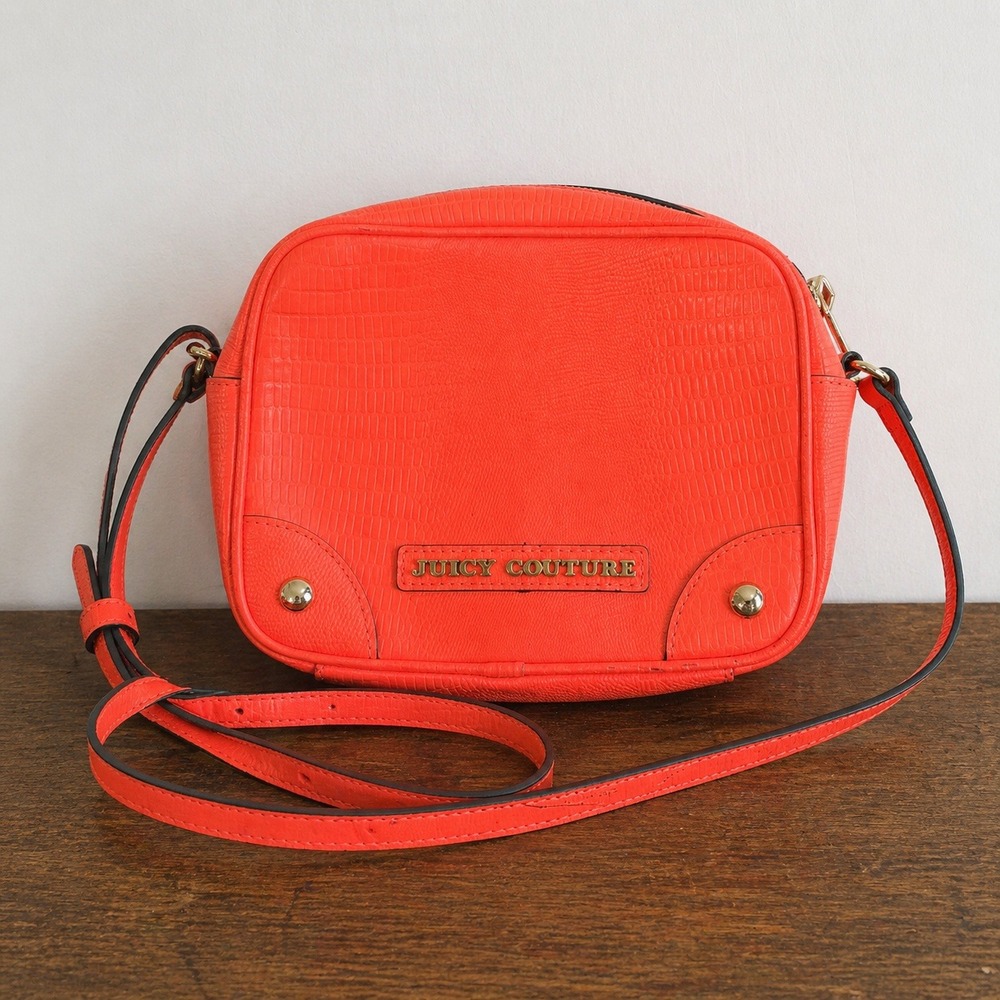 Juicy Couture Neon Orange Crossbody Bag Y2K Barbiecore Citrus Pop‎ Purse Bright